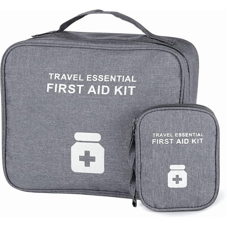 First aid bag empty, waterproof emergency medic trauma bag, medicine bag for traveling, home hiking camping car office (large, Gry)