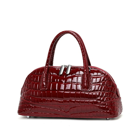 First-layer cowhide fashionable gem-patterned women's bag, genuine leather women's bag, shell-shaped bag, handbag, women's messenger bag