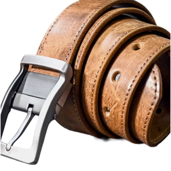 First layer cowhide, men's belt, genuine leather, business and leisure belt, pin buckle belt, retro and old, simple belt.