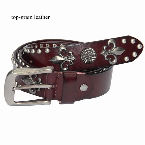First layer cowhide personalized men's belt, punk street first trend decorative belt, rivet versatile performance belt
