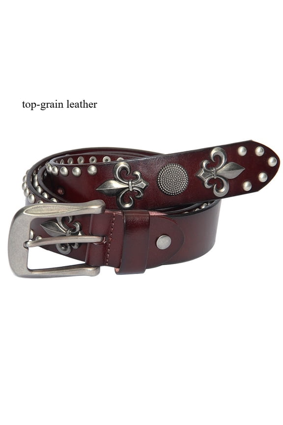 First layer cowhide personalized men's belt, punk street first trend decorative belt, rivet versatile performance belt