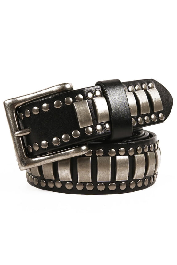 First layer cowhide rivet belt men's personalized decorative belt wholesale trend punk style decoration European and American neutral style