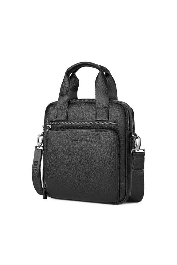 First layer cowhide shoulder messenger bag,Black