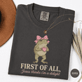 thumbnail image 1 of First of All Jesus Thinks I'm a Delight Comfort Colors Shirt, Cute Christian Frog Graphic Tee for Women, 1 of 6
