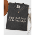 thumbnail image 1 of First of All Jesus Thinks I'm a Delight Comfort Colors Shirt, Cute Christian Frog Graphic Tee for Women, 1 of 6