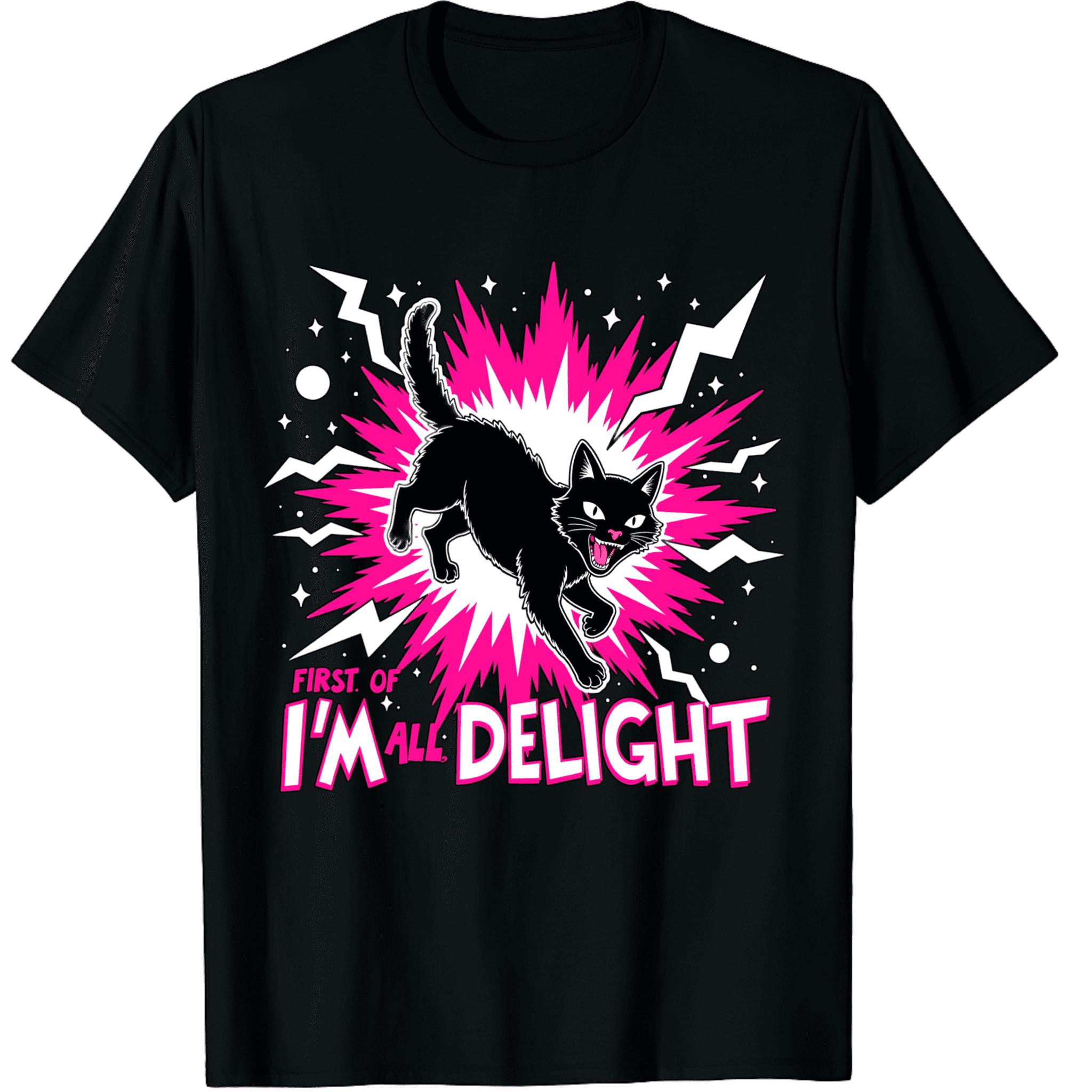 First of All i’m a Delight Funny Black cat Humor Lovers Crew Neck Men ...