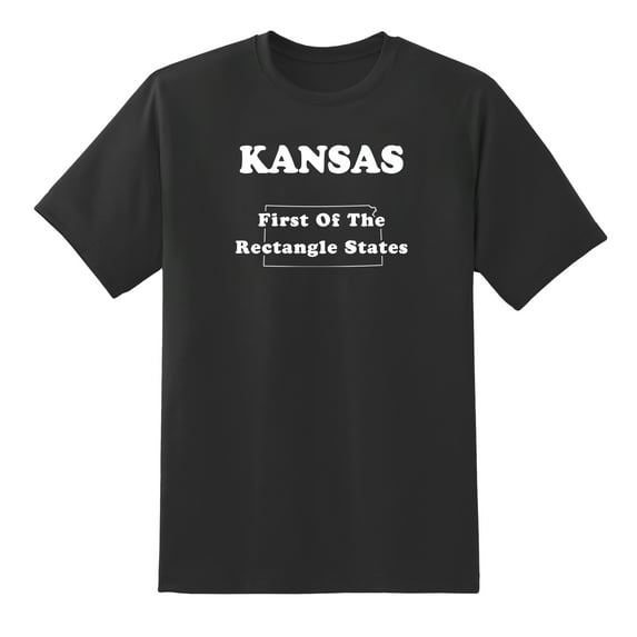 First of The Rectangle States - Kansas State Motto Funny Tees Mens Graphic T Shirts Black,3XL