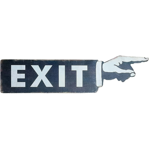 First of a Kind Metal Exit Sign Pointing Hand Finger, Distressed Black Vintage Exit Sign, Antique Exit Sign for Home, Office, Bar, Cafe, Shop