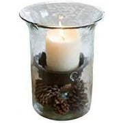First of a Kind Small Glass Hurricane Pillar Candle Holder with Rustic Metal Insert, Perfect as a Centerpiece