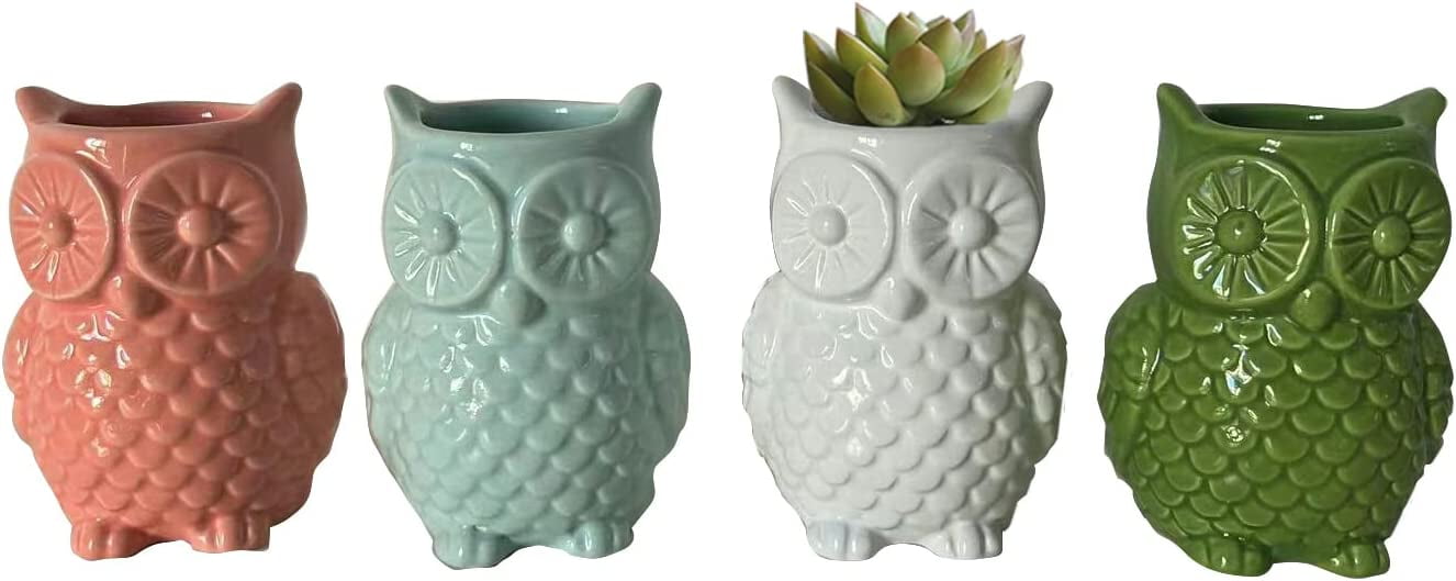 First of a Kind Stoneware Owl Shaped Vases, owl Shaped Succulent Planter, Ceramic owl Small Planter for Desk, Shelves, Living Room, Kitchen, Bedroom.
