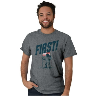 First on the Moon USA Flag Astronaut Unisex Plus Size Graphic Tee Brisco Brands 3X