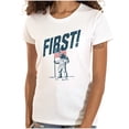 thumbnail image 1 of First on the Moon USA Flag Astronaut Womens Slim Fit Graphic Tee Brisco Brands X, 1 of 6