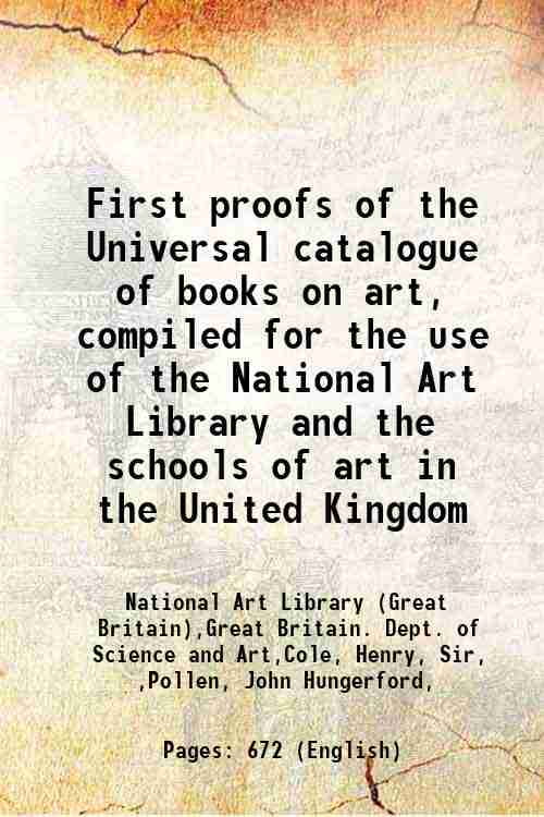 First proofs of the Universal catalogue of books on art, compiled for