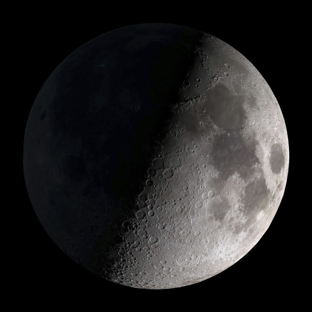 First quarter moon Canvas Art - Stocktrek Images (28 x 28)