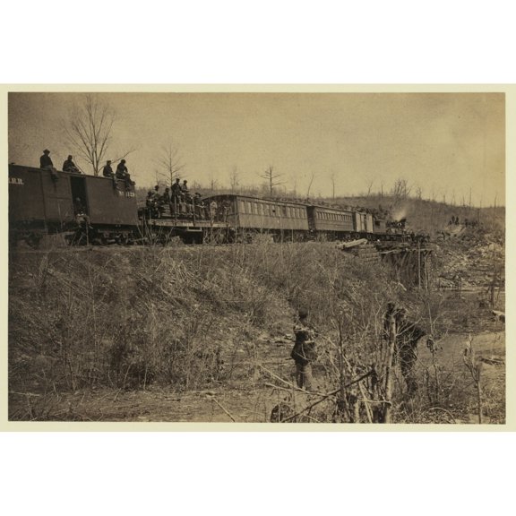 First train across Bull Run Bridge, spring of 1863 Poster Print (24 x 36)