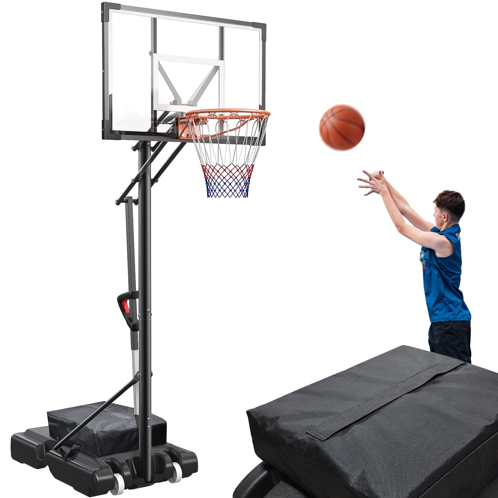FirstAsk 44″ Portable Basketball Hoop & Goal Outdoor 4.9-10 ft. Height Adjustable for Kids/Teens/Adults, HDPE Backboard Material Sansujyuku sansujyuku.com