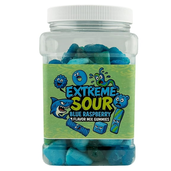 FirstChoiceCandy Assorted Super Sour Mix Gummy  Blue Raspberry Flavor - 1.5 LB  In Resealable Jar