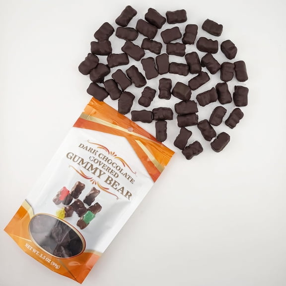 FirstChoiceCandy Gummy Bears ( Dark Chocolate covered Gummy Bears, 3.5 Oz Pack of 12 )