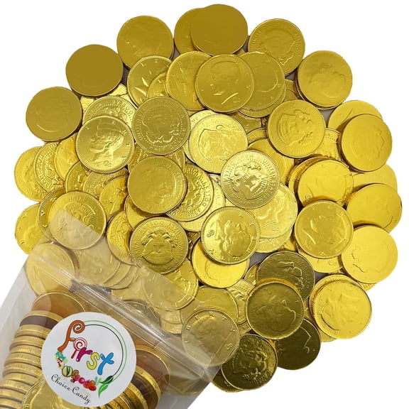 FirstChoiceCandy Large Gold Foil-Wrapped Milk Chocolate Half Dollar Coins - 5 Pound