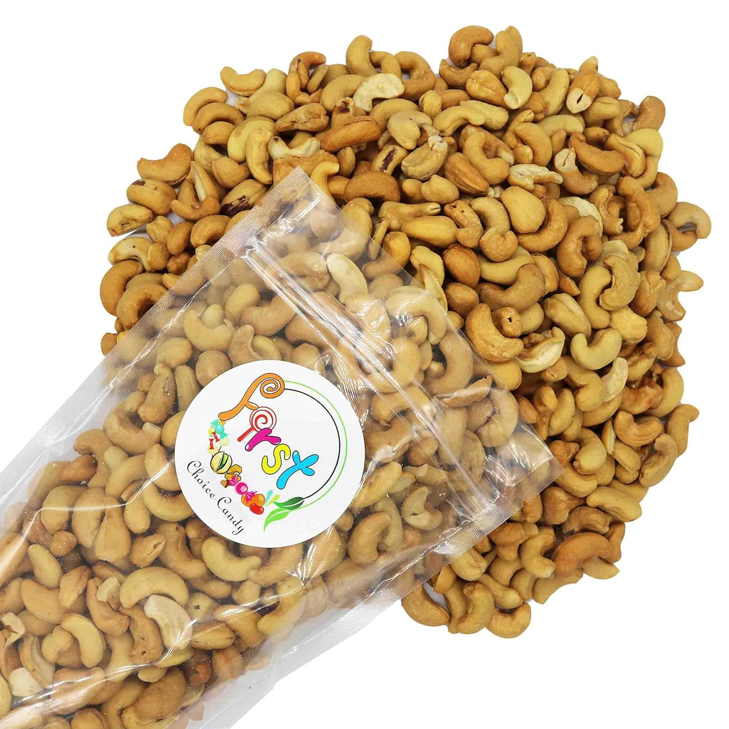 FirstChoiceCandy Roasted Unsalted Whole Cashews Nuts Snacks, No Salt, 5 Pound