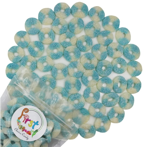 FirstChoiceCandy Sour Gummiroos Mini Gummy Rings (Sour Blue Raspberry, 2 Pound)