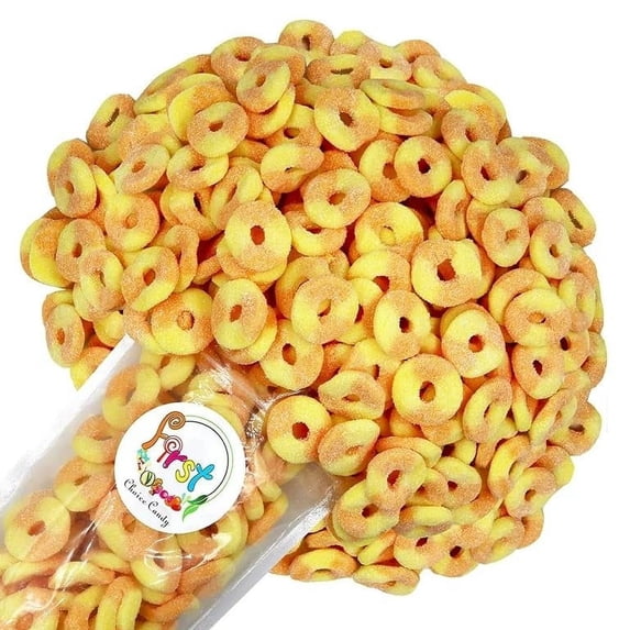 FirstChoiceCandy Sour Gummiroos Mini Gummy Rings (Sour Peach, 5 Pound)