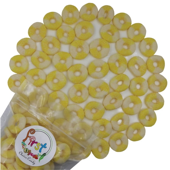 FirstChoiceCandy Sour Gummiroos Mini Gummy Rings (Sour Pineapple, 2 Pound)