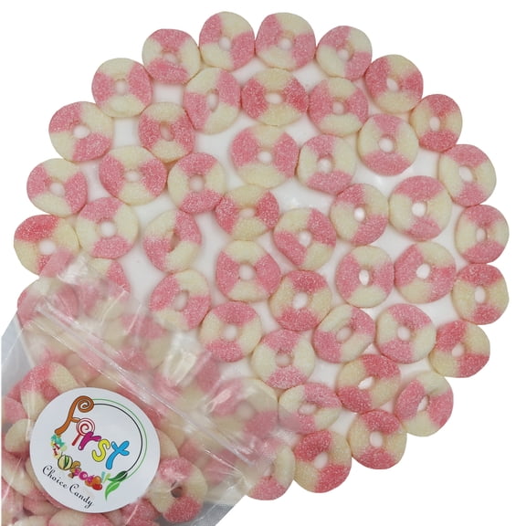 FirstChoiceCandy Sour Gummiroos Mini Gummy Rings (Sour Pink Lemonade, 2 Pound)