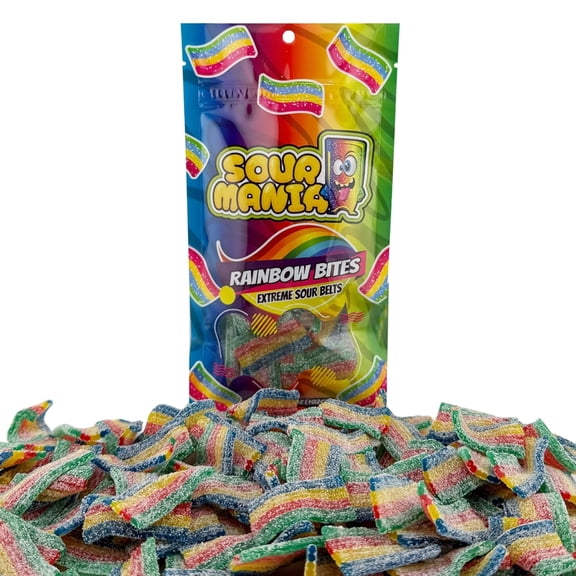FirstChoiceCandy Sour Mania Extreme Sour Gummy Belts 3.6 oz ( Rainbow Bites, Pack of 6 )