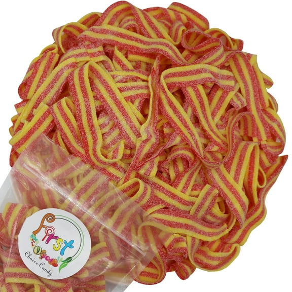FirstChoiceCandy Sour Power Strawberry Banana Belts 1 Pound Resealable Bag