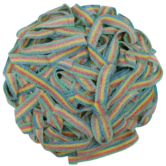 FirstChoiceCandy Sour Rainbow Flavor Gummy Candy Belts , long, Flat, chewy- Rainbow Gummy Belts - 6.6 Pound