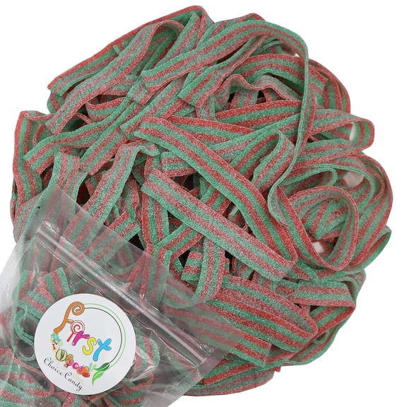 FirstChoiceCandy Sour Strawberry Apple Flavor Gummy Candy Belts , long, Flat, chewy- Strawberry Apple Gummy Belts - 6.6 Pound