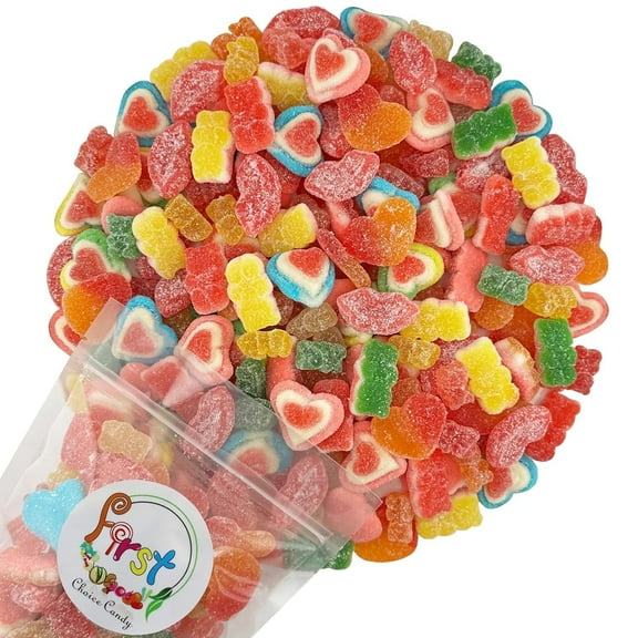 FirstChoiceCandy Sour Valentine mix gummy (Sour Bear , Triple layer Hearts & bear, Peachy Heart, Sour Cherry Lips - 2 Pound