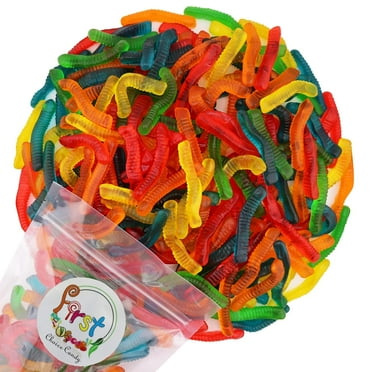FirstChoiceCandy Sweet & Sour Gummy Worms, Multi Flavors and Solid Colors (1 Pound, Sweet Mix Fruit)