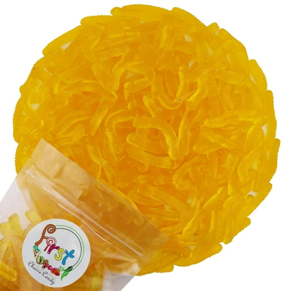 FirstChoiceCandy Sweet & Sour Gummy Worms, Multi Flavors and Solid Colors (5 Pound, Yellow Pineapple)
