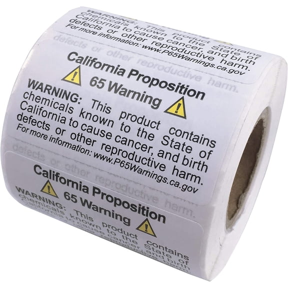 FirstZi California Prop 65 Warning Labels 2x1 Inch 500 Count Self Adhesive CA Proposition 65 Chemical Safety Stickers Perforated Roll