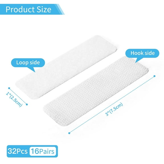 Firstape 1''x3'' 16 Sets Hook and Loop Tape Sticky Back Double-Sided Adhesive Strip,Heavy Duty