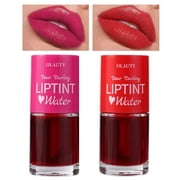 Firstfly 2 Colors Lip Tint Stain Set, Vivid Lightweight Liquid Water Hydrating Moisturizing Cheeks Eyes Lipstick, Waterproof Long Lasting Natural Glossy Korean Glow Non-Sticky Plumper Lip Makeup