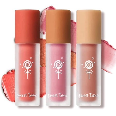 Firstfly 3 Color Matte Liquid Blush, Soft Sheer Natural-Looking Face Breathable High Pigment Beauty Makeup for Cheeks Eyes Lips, Lightweight Smooth Waterproof Long Lasting Blush for Women & Girls