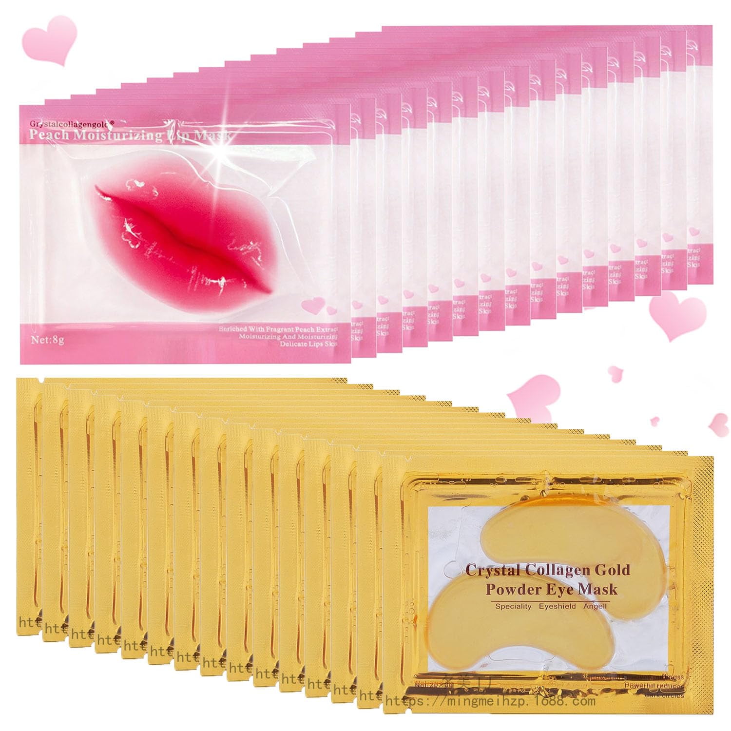 Firstfly 30 Pairs Lip Mask & 24K Gold Gel Eye Masks, Crystal Collagen