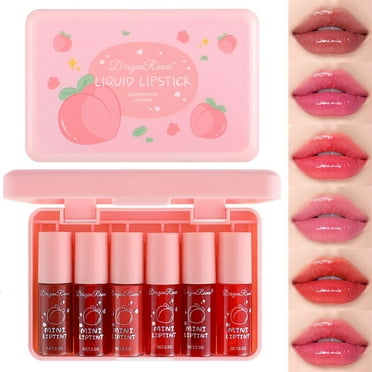 Firstfly 6 Colors Lip Tint Stain Set, Vivid Lightweight Liquid Hydrating Moisturizing Cheeks Eyes Pigmented Lipstick, Waterproof Long Lasting Natural Glossy Korean Glow Non-Sticky Plumper Lip Makeup