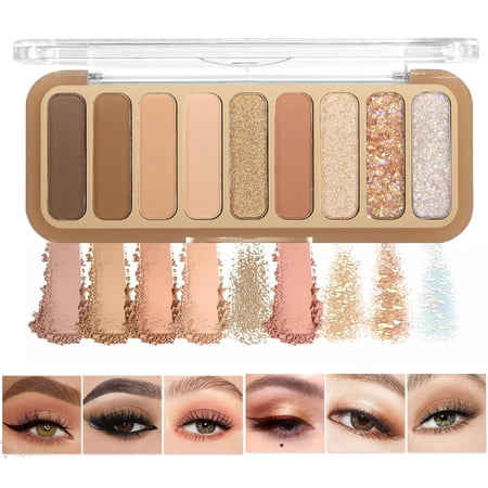 Firstfly 9 Color Mini Naked Eyeshadow Palette, Matte Neutral Nude Smokey Glitter Eye Shadow Makeup Highly Pigmented Naturing-Looking Blendable Long Lasting Waterproof Flawless Make Up Palette