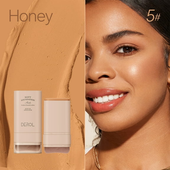 Firstfly Matte Hydrating Foundation Stick with Applicator,Full Coverage with Natural Finish Concealer and Contour Stick,Lightweight Super Stay Foundation Stick For Normal to Oily Skin -Honey