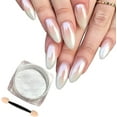 Firstfly White Pearl Chrome Nail Powder, High Pigment Mirror Effect