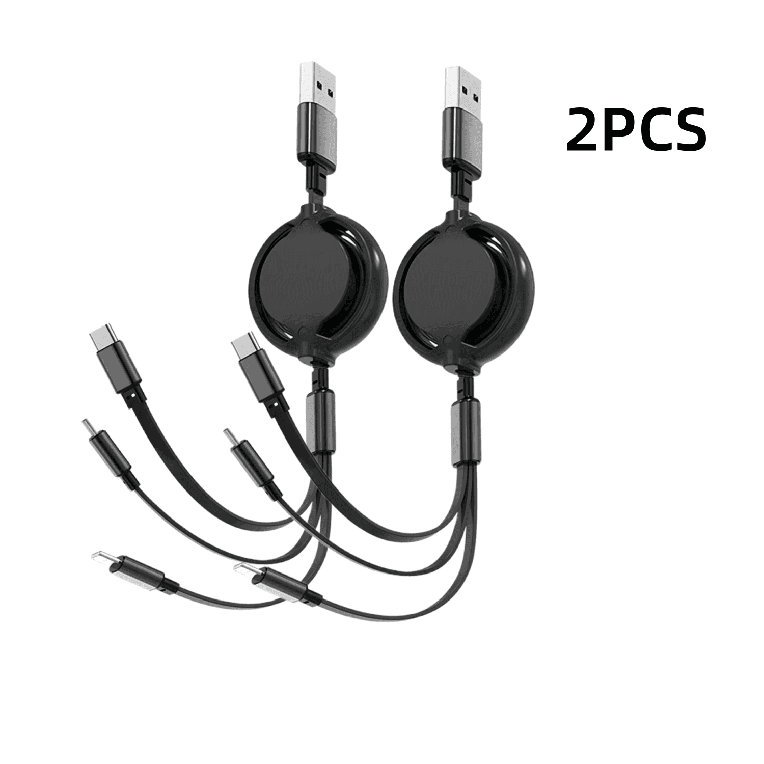 Firsting 3 in 1 Fast Charging Cable Retractable Charger Cord USB Type C