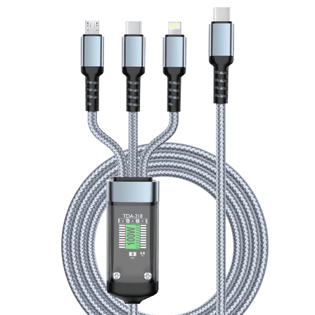 Firsting 4FT 3-in-1 Fast Charging Cable Type C Cable Charging Cord Fast Charge Data, Gray