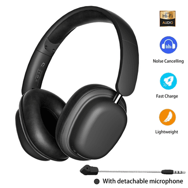 Firsting Wireless Headset Bluetooth Headphones Universal Noise Cancellation Game Headsets, Black