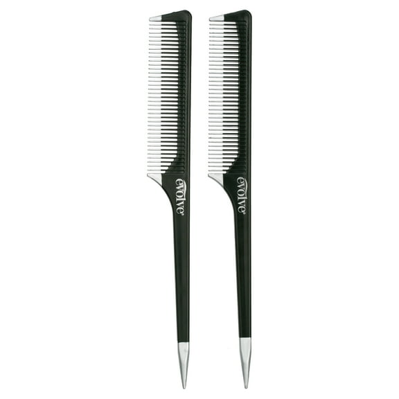 Firstline Evolve Rat Tail Combs, Black, 2 Ct