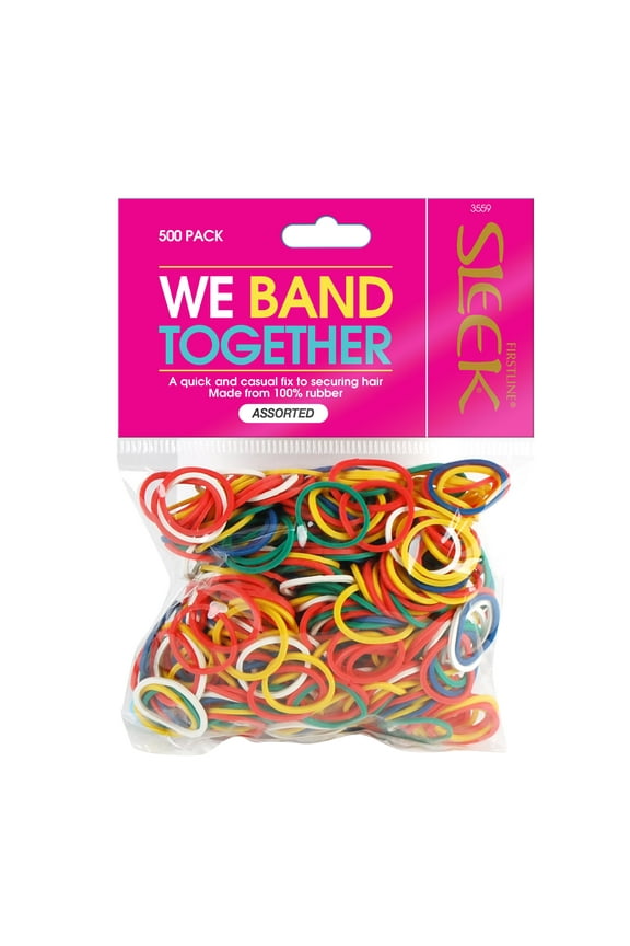 Sleek Assorted Rubber Bands, 500 pack