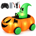 thumbnail image 1 of Firstness 2.6FT Remote Control Halloween Inflatable Pumpkin Ghost RC Car, 2.4GHz Blow Up with LED Lights, 3 Music Modes, 360° Spin, Indoor Outdoor Decoration, Ages 3+, 1 of 15